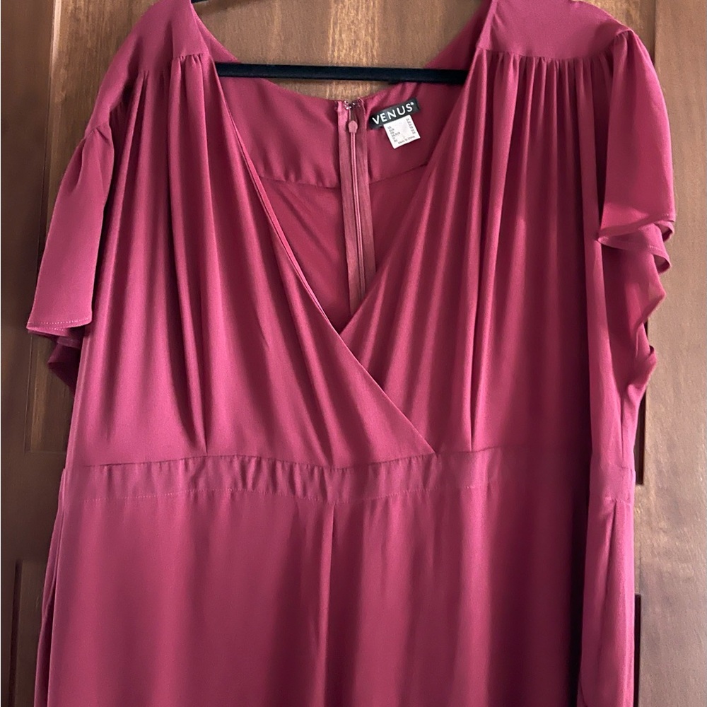 VENUS Deep Red Short Ruffle Sleeve size 24. It’s sheer layer over top that flows